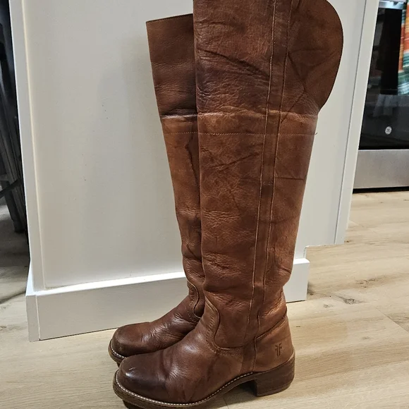Vintage Frye Campus OTK 14L Boots 8.5 Gorgeous Cognac Patina 😍 - Picture 4 of 11